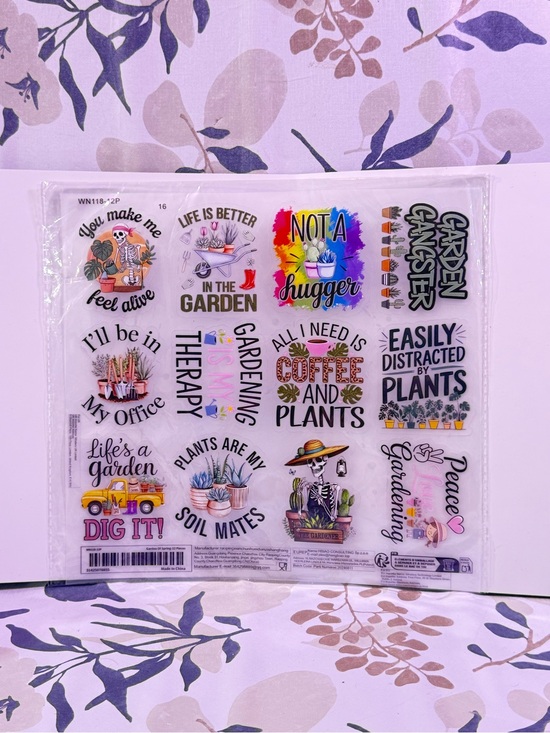 Other - Garden Sticker Sheet - Assorted Color Plant Transfer Decals